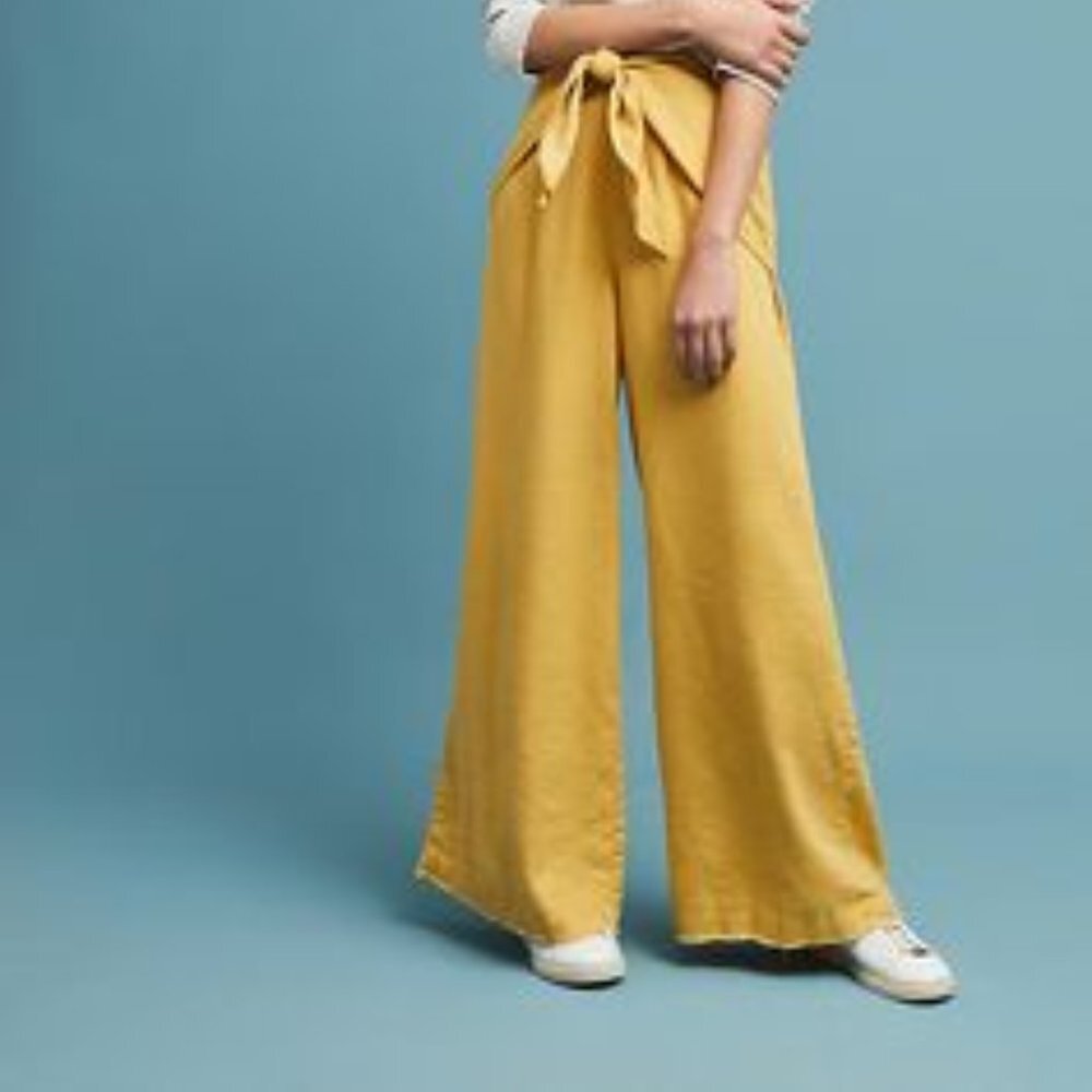 Anthropologie postmate Linen Wrap Waist Pants